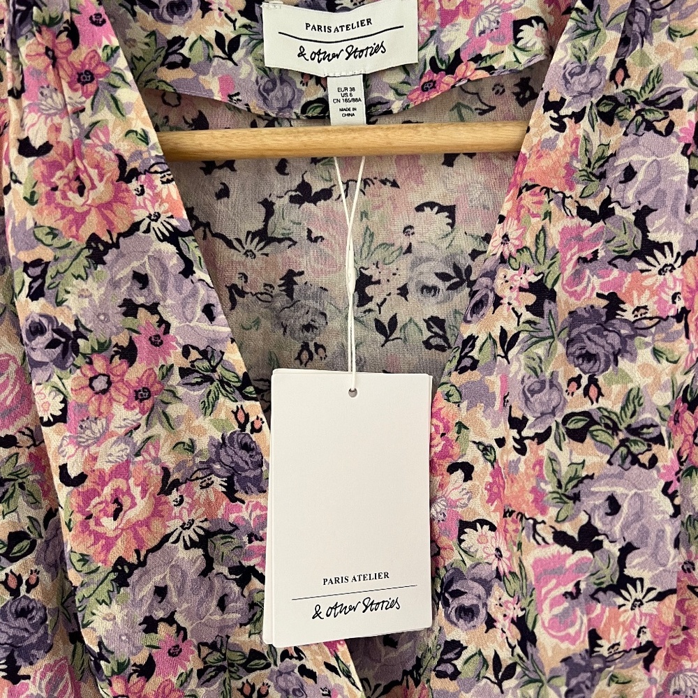 Paris Atelier & OTHER STORIES NEW Floral Printed Short Sleeved Maxi Dress